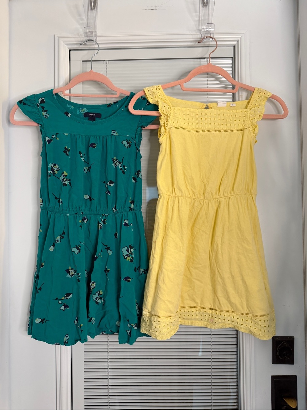 Lot of 2 Gap Kids Girls Sz 8 Summer Dresses Green/Black and Yellow EUC